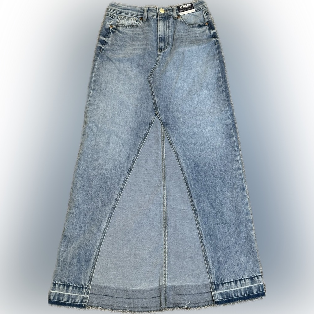 NWT Rewash High Slit Maxi denim Skirt Vintage Reunion
